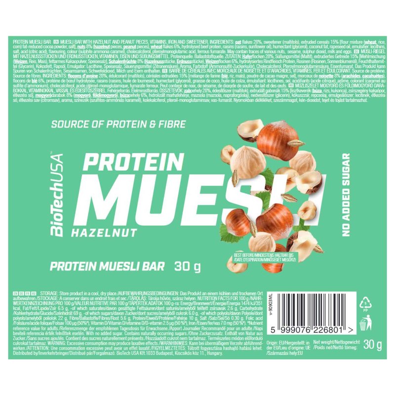 Barra de muesli com proteína