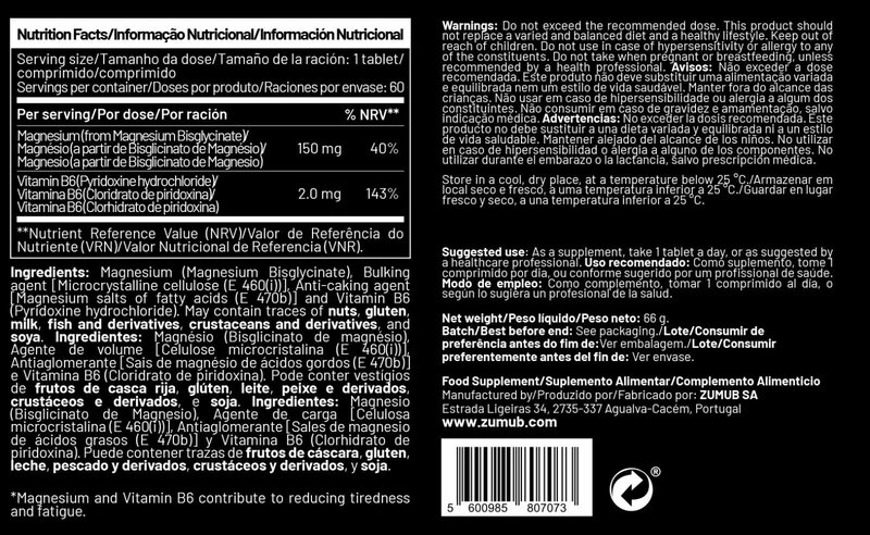 Bisglicinato de Magnésio + B6